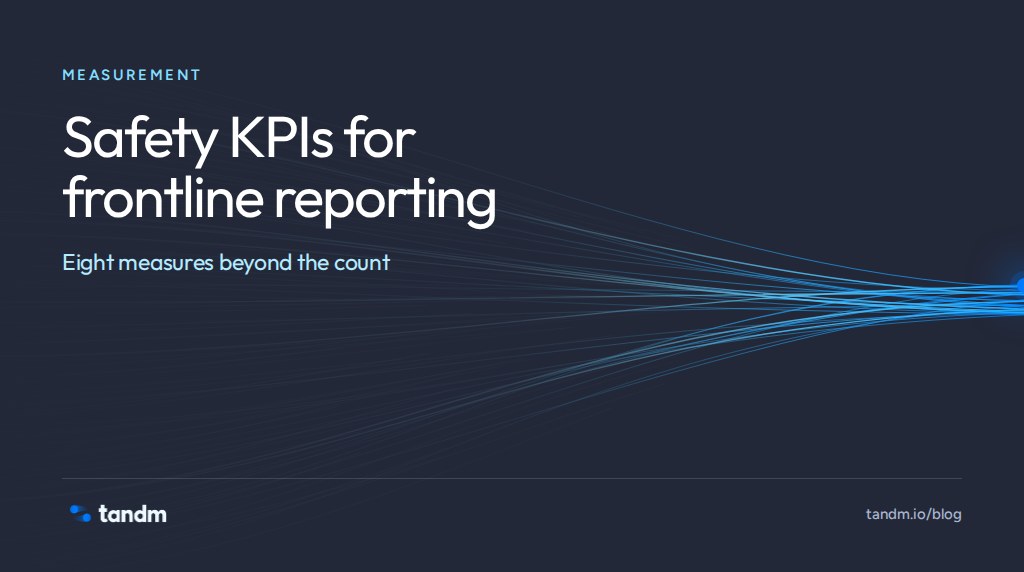 Title card: Safety KPIs for frontline reporting. Eight measures beyond the count.